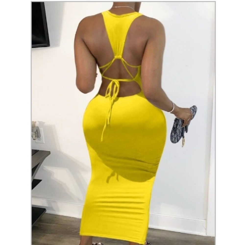 LOVELY SEXY YELLOW "PYRAMID"DRESS
